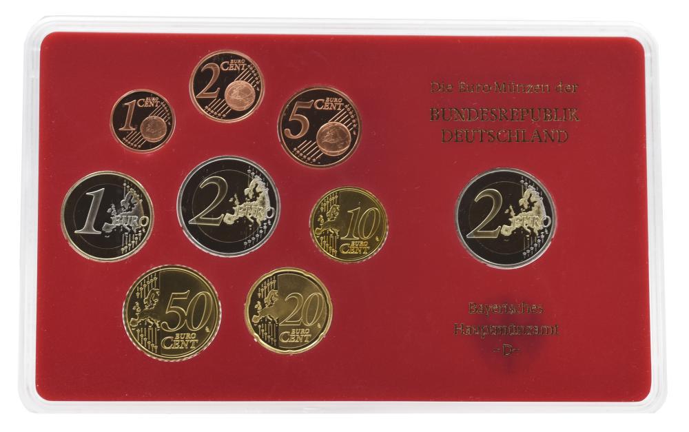 Коллекционные монеты Германия набор из 9 монет евро 2009 UNC D 1/2/5/10/20/50 евроцентов 1/2 евро/памятная 2 евро Блистер (М22725)