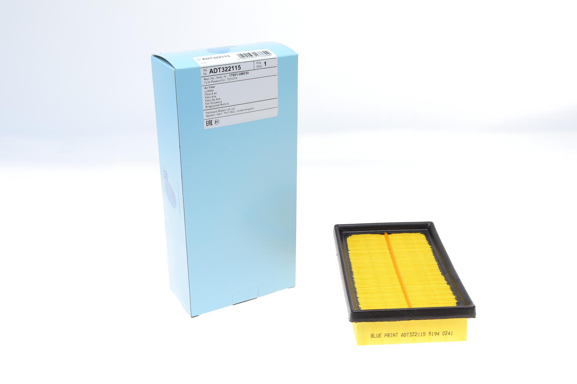 Фильтр воздушный BLUE PRINT для Citroen C1 II/Peugeot 108/Toyota Aygo/C-HR/Prius/Yaris 1,0/1,5H/1,8H 10- (ADT322115)