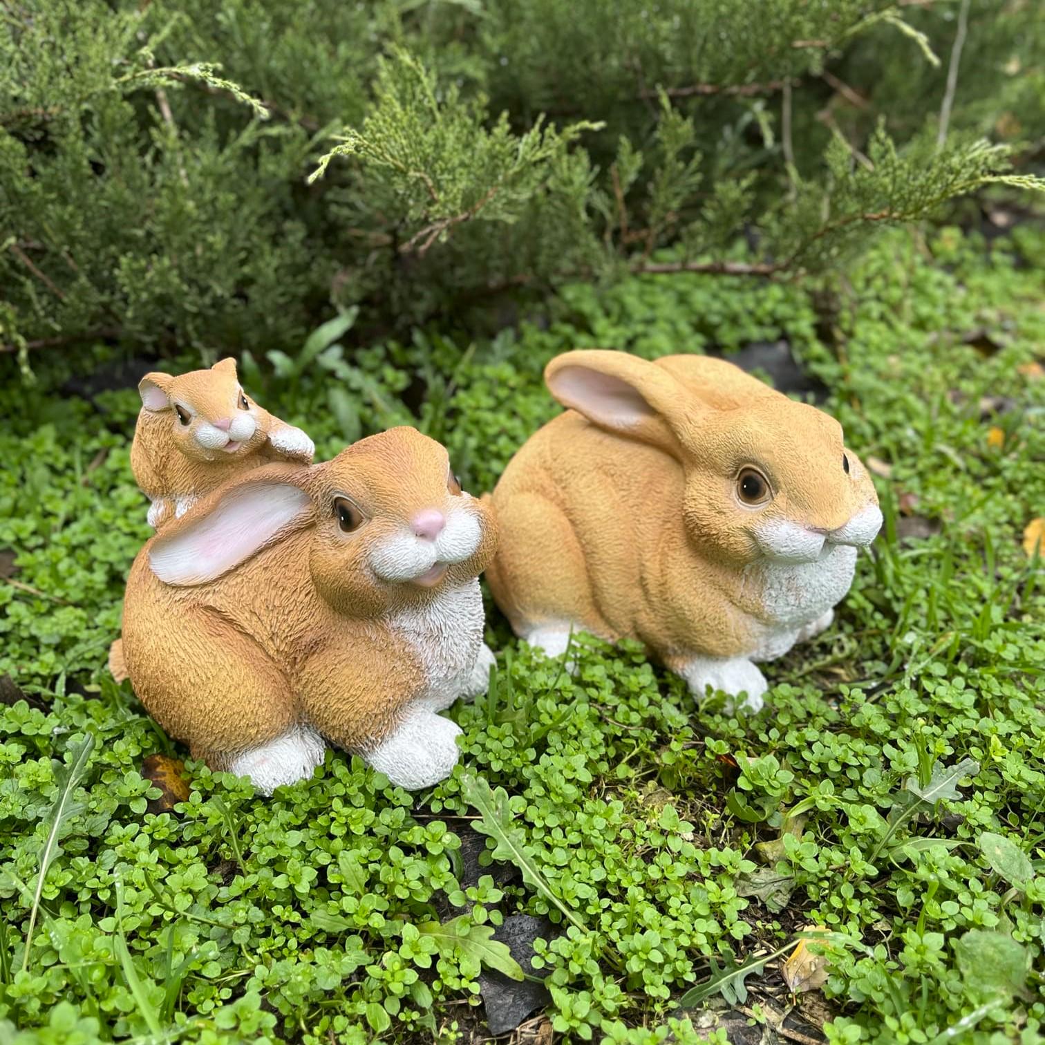 Комплект фигурок Рыжая заячья семья Заяц 16х16х24 см/Зайчиха с зайчатком 19х15х23 см (4488)