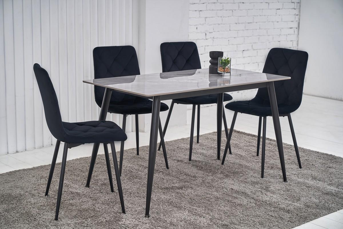 Стол обеденный керамический Ветро 1300х700х750 мм Ребекка грей/Черный (TМ-100) - фото 4 Стол обеденный керамический Ветро 1300х700х750 мм Ребекка грей/Черный (TМ-100) - фото 4