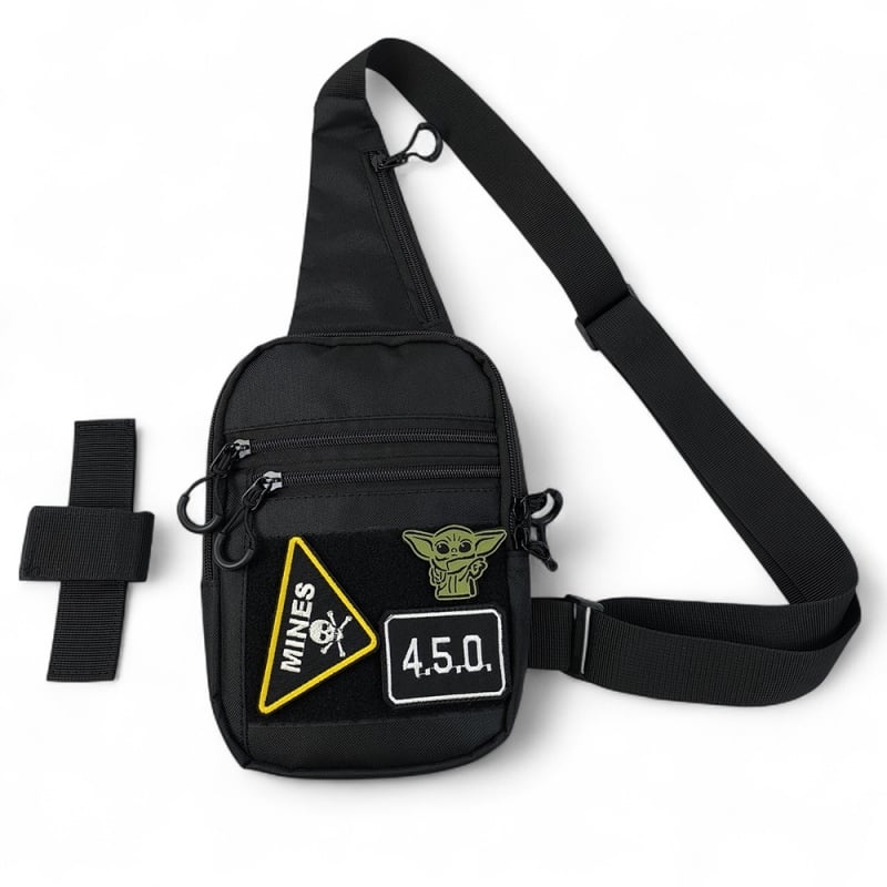 Сумка чоловіча Cordura 7502 black бананка патч-панелль