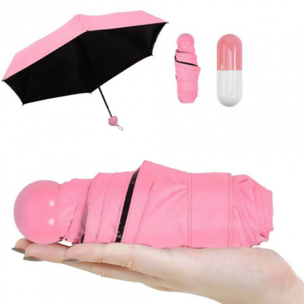 Мини-зонтик Capsule Umbrella-mini Designer All Seasons Black/Pink - фото 14