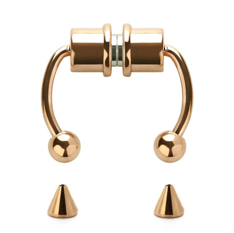 Серьга-обманка в нос Септум с шипами магнитная Золотистый (9041) Серьга-обманка в нос Септум с шипами магнитная Золотистый (9041)