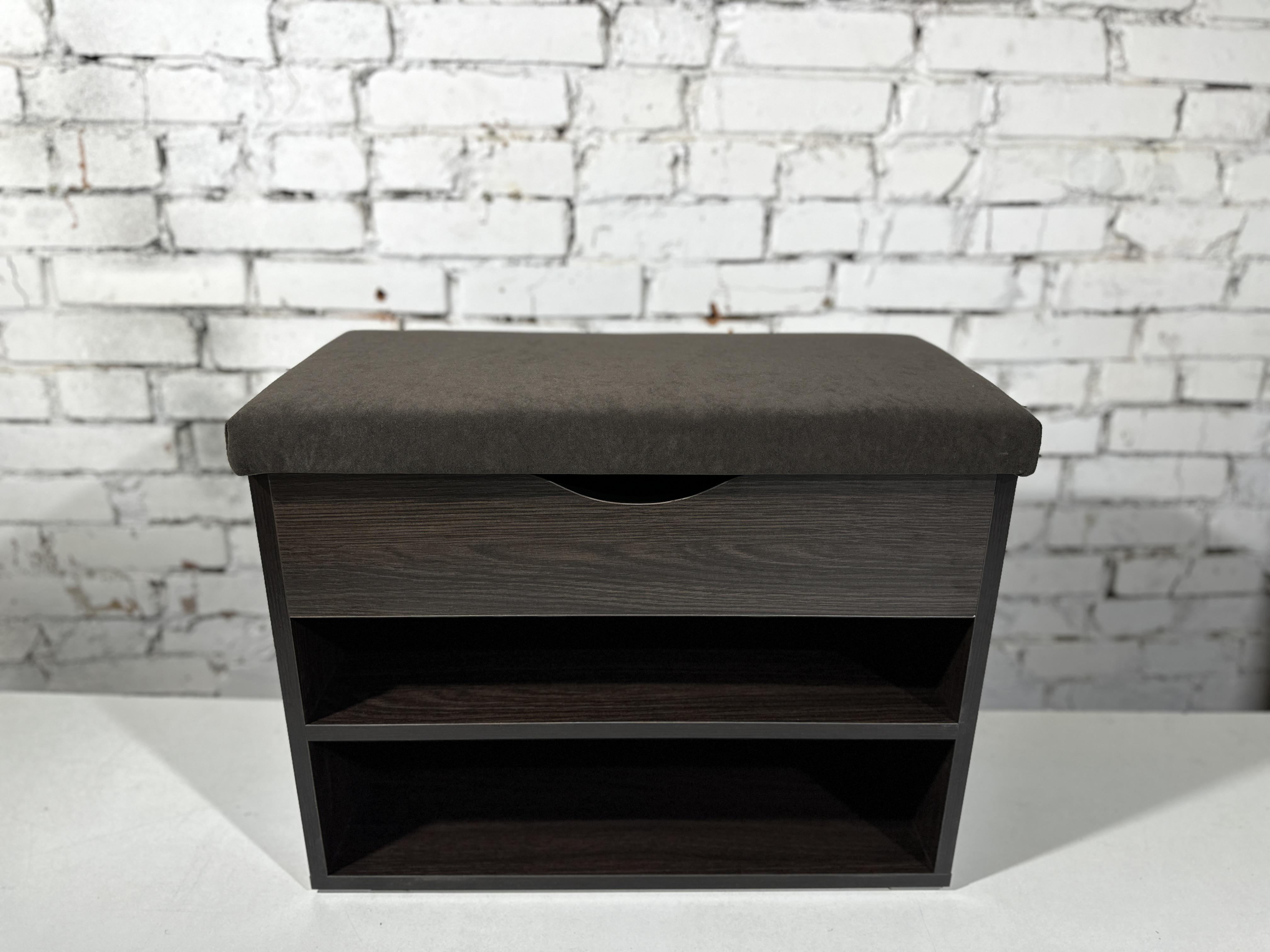 Тумба для обуви ДСП/ткань 30х60х45 см Венге темный/Шоколад - фото 2