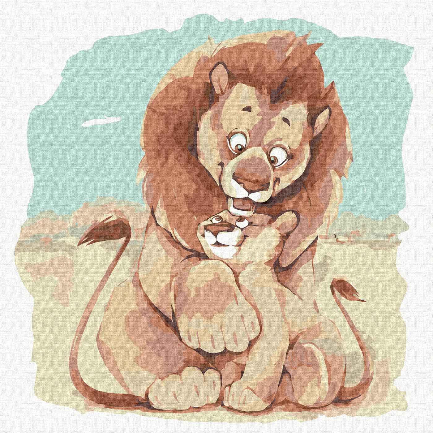 Картина по номерам Идейка Животные Львенок и мама 30х30 см в термопакете (КНО4239-mt)