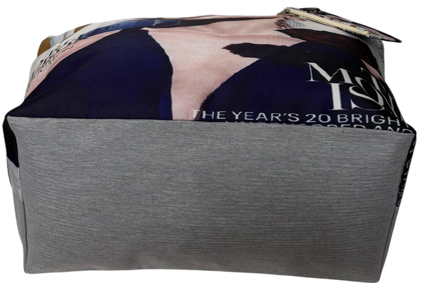 Сумка пляжна жіноча на блискавці 20-48 см Синій з сірим/бежевий - фото 4