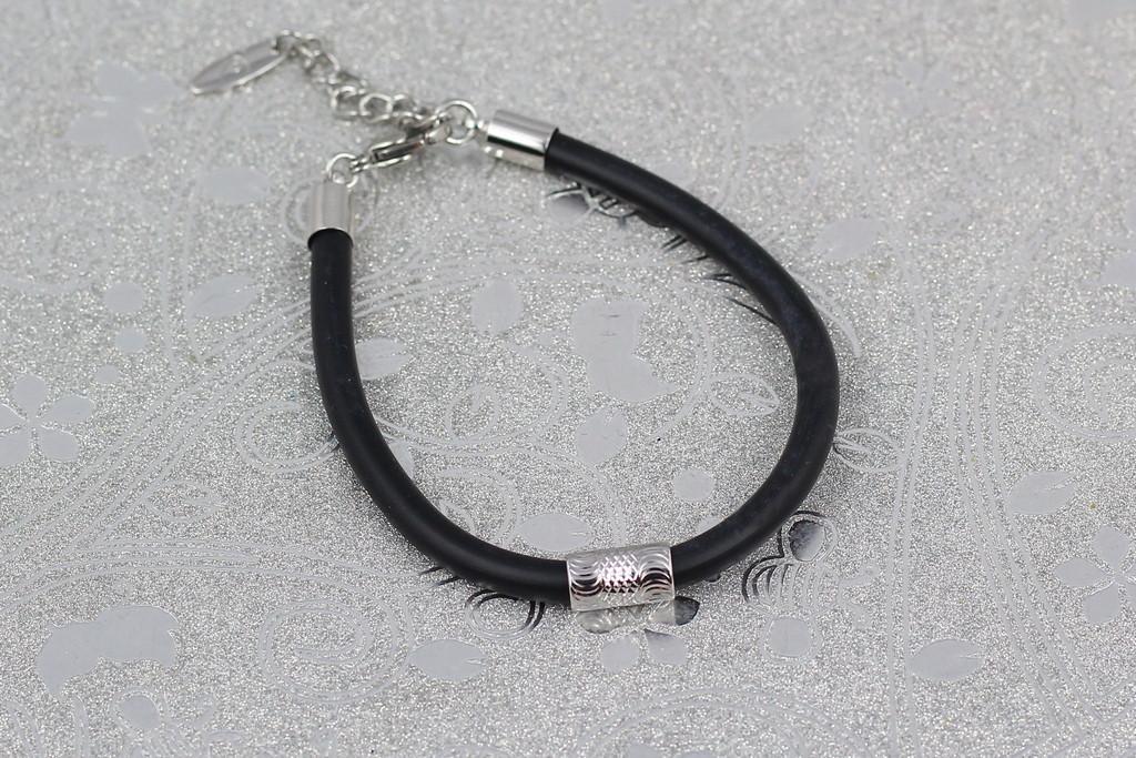 Браслет Xuping Jewelry каучук со вставкой 17 см примесь цепи 3 см 4 мм Серебристый