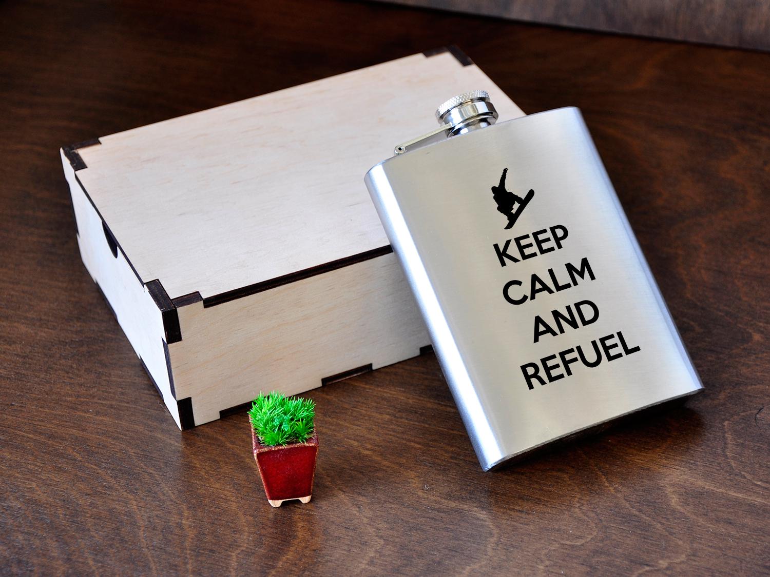 Фляга для алкоголя WoodPresentStudio Сноубордист в деревянной коробке 240 мл