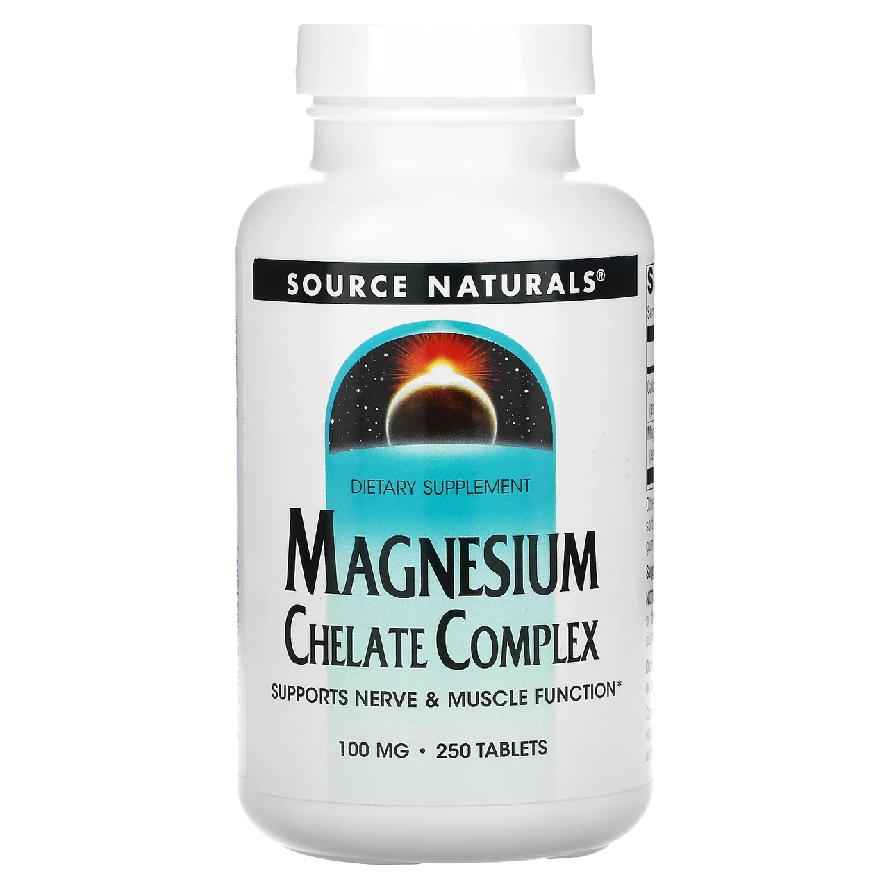 Магний хелат Source Naturals Magnesium Chelate Complex 100 мг для нервной системы 250 таблеток - фото 1