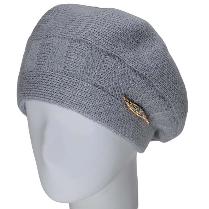 Берет женский Lirus Милена двойной с люрексовой нитью Серо-голубой (119211)