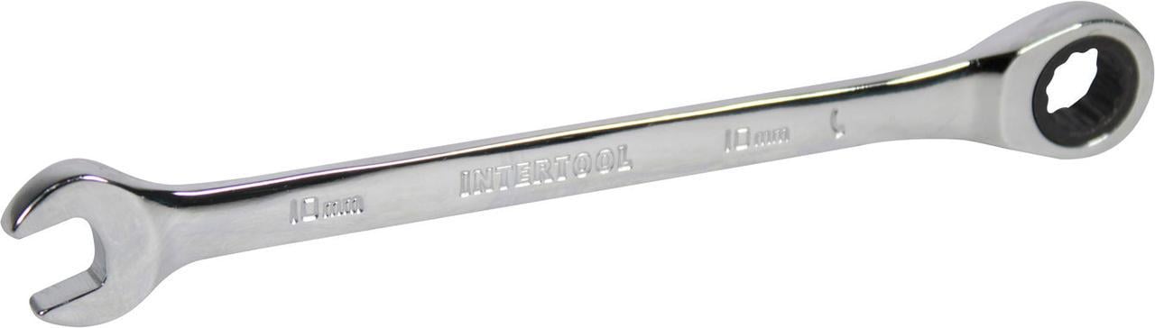 Ключ ріжково-накидний Intertool з тріскачкою 10 мм (XT-1350)