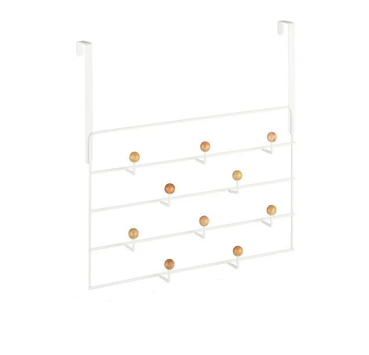 Вешалка дверная Relaxdays на 10 крючков 47,5x46x9 см Белый (2242672317)