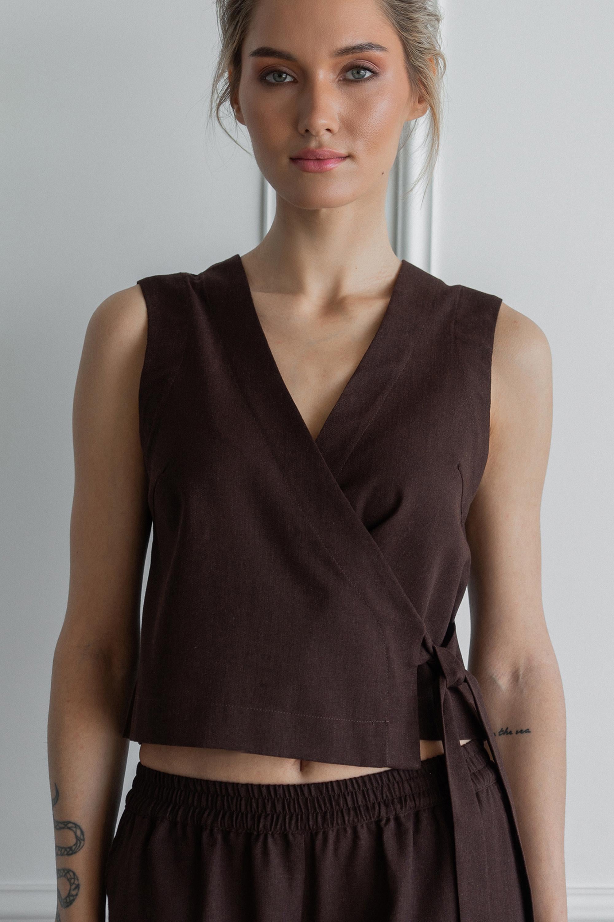 Топ Forli Brownie на запах из льна M/L (LN0091-08-70_M/L)