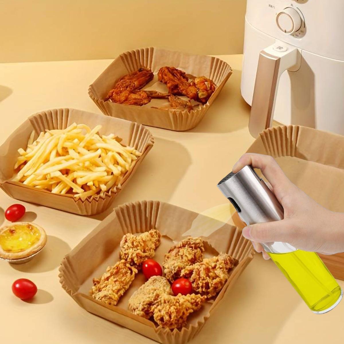 Форма пергаментна для аерогрилю мультипечі Kraft квадратна та розпилювач для олії 50 шт. 20х4,5 см - фото 5