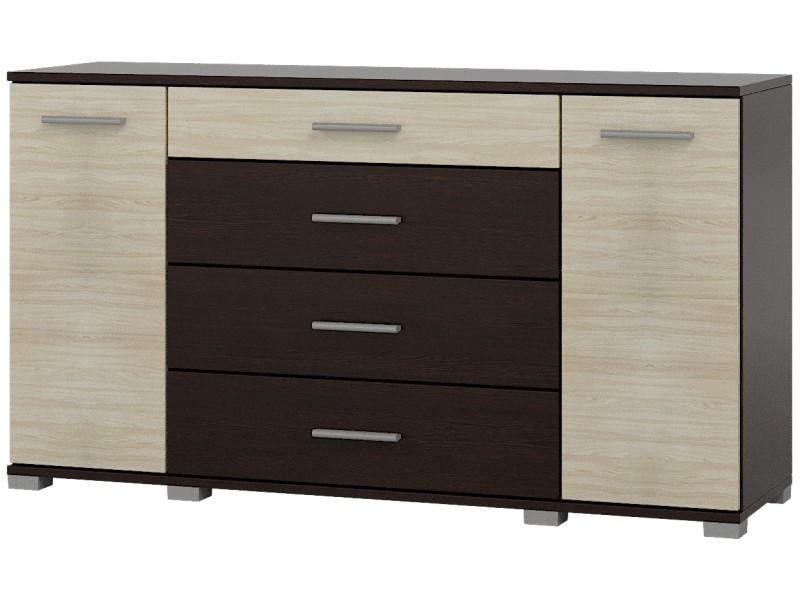Комод большой Эверест Бриз К-6 телескопы 130х38х72,5 см Венге/Дуб молочный (EVR-2476)