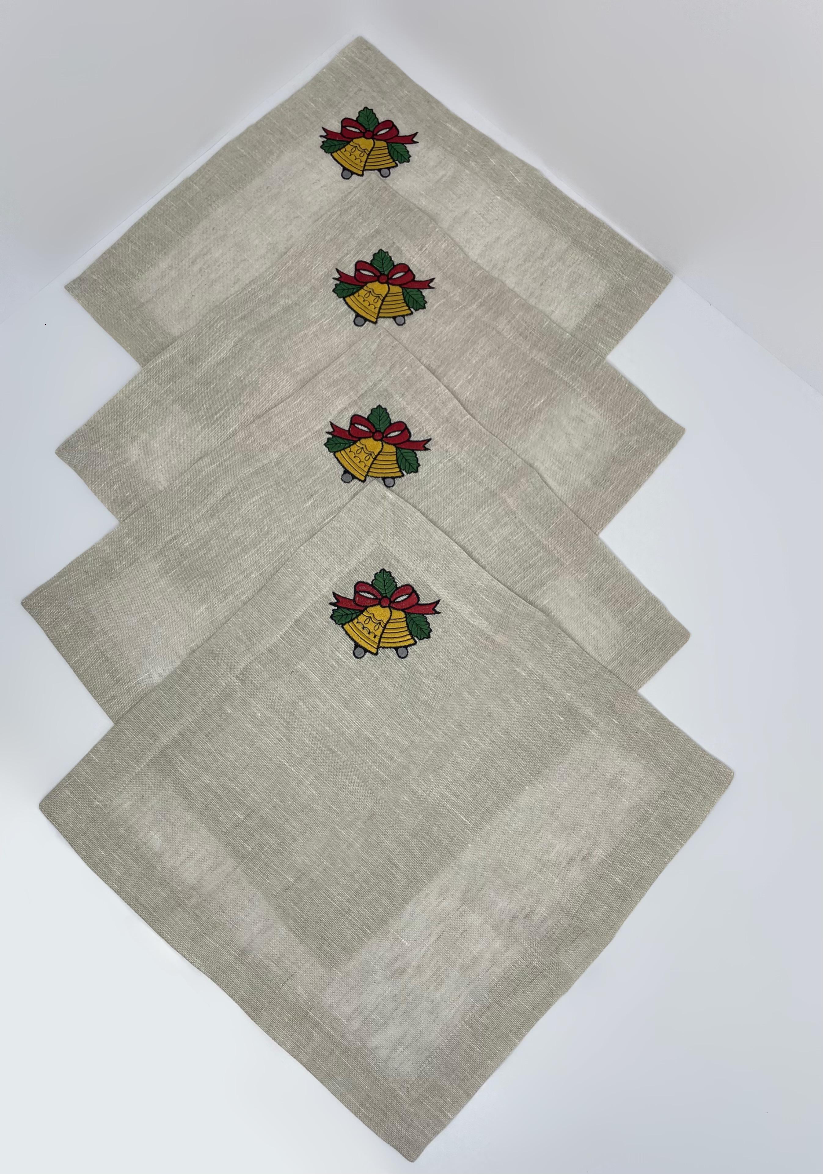 Салфетка с вышивкой Рождественские колокольчики 40х40 см 2шт. (30145356)