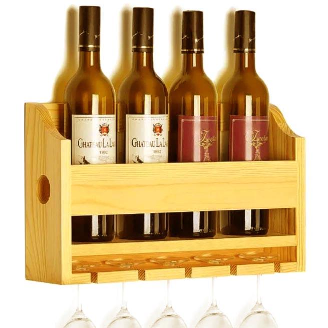 Полка для вина настенная из дерева Хаконе Карри (ПНК-001803)