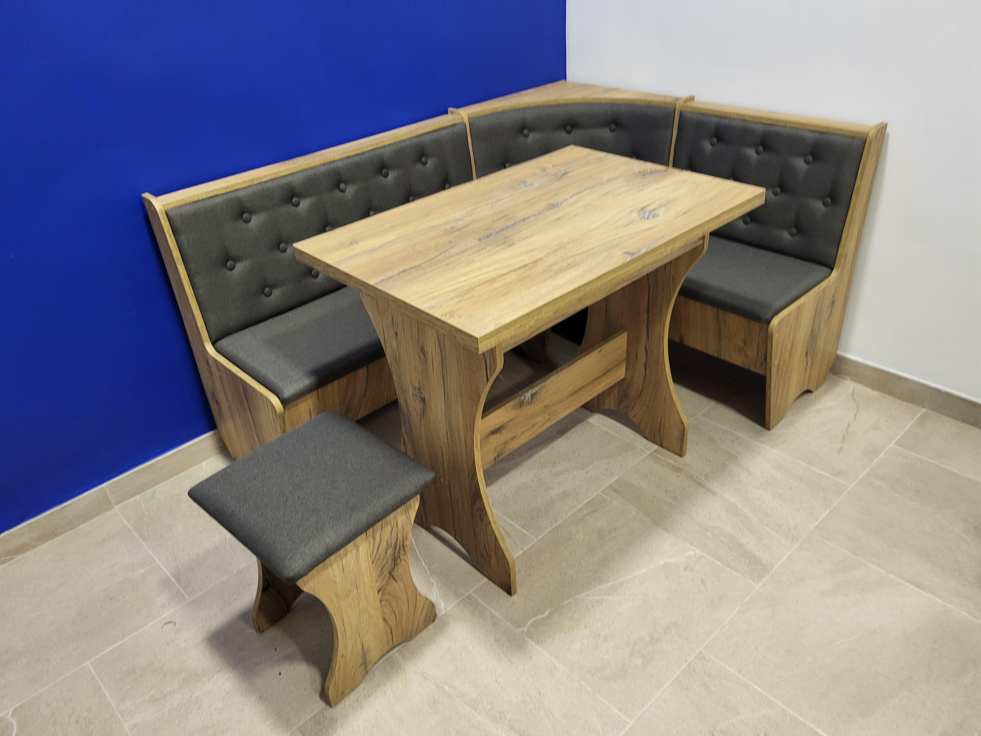 Кухонный уголок Семейный с раскладным столом и табуретом 113,5х153,5 см Дуб Флагшток/Мальмо (KST-DF-M)