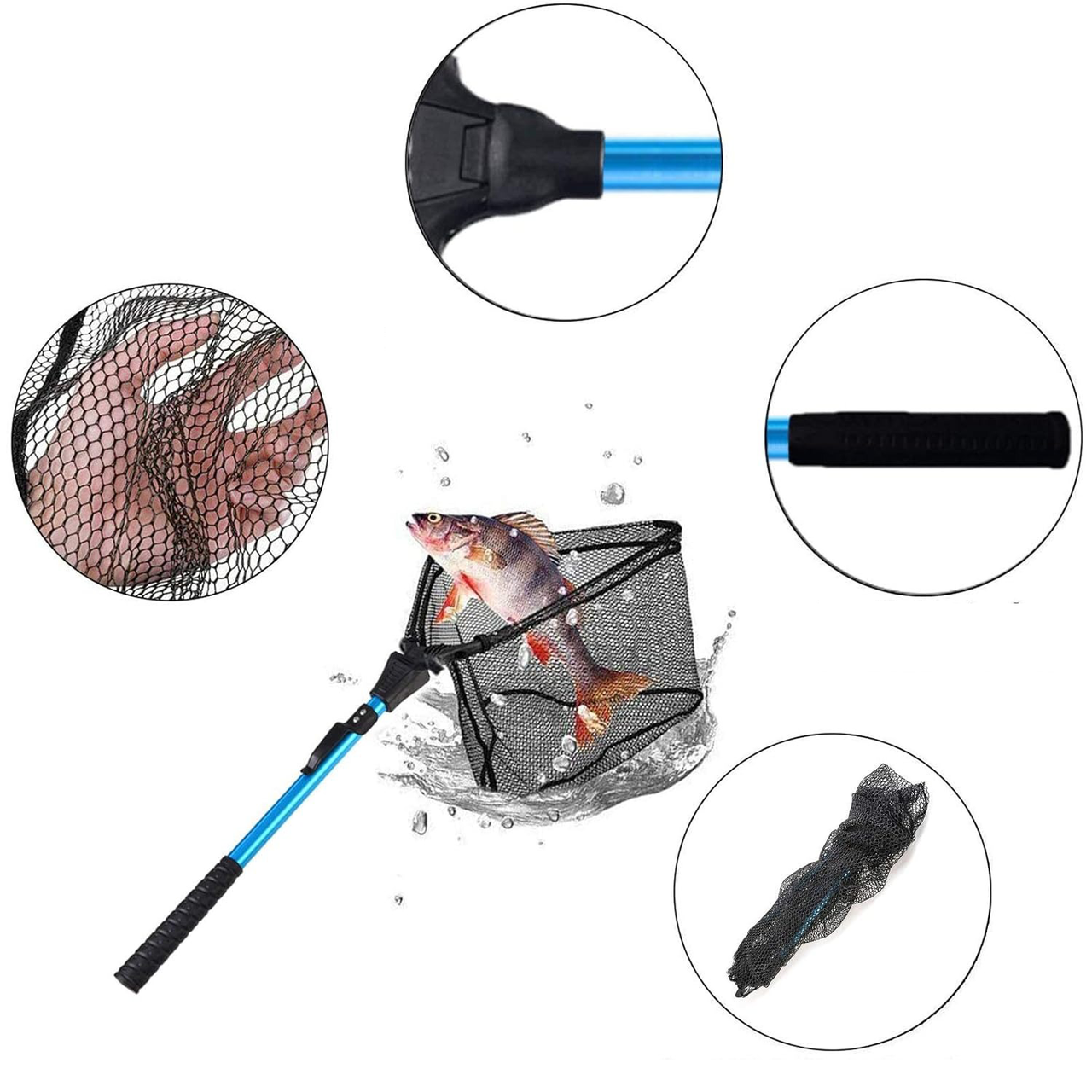 Сачок рибальський телескопічний 94х33 см Blue - фото 4