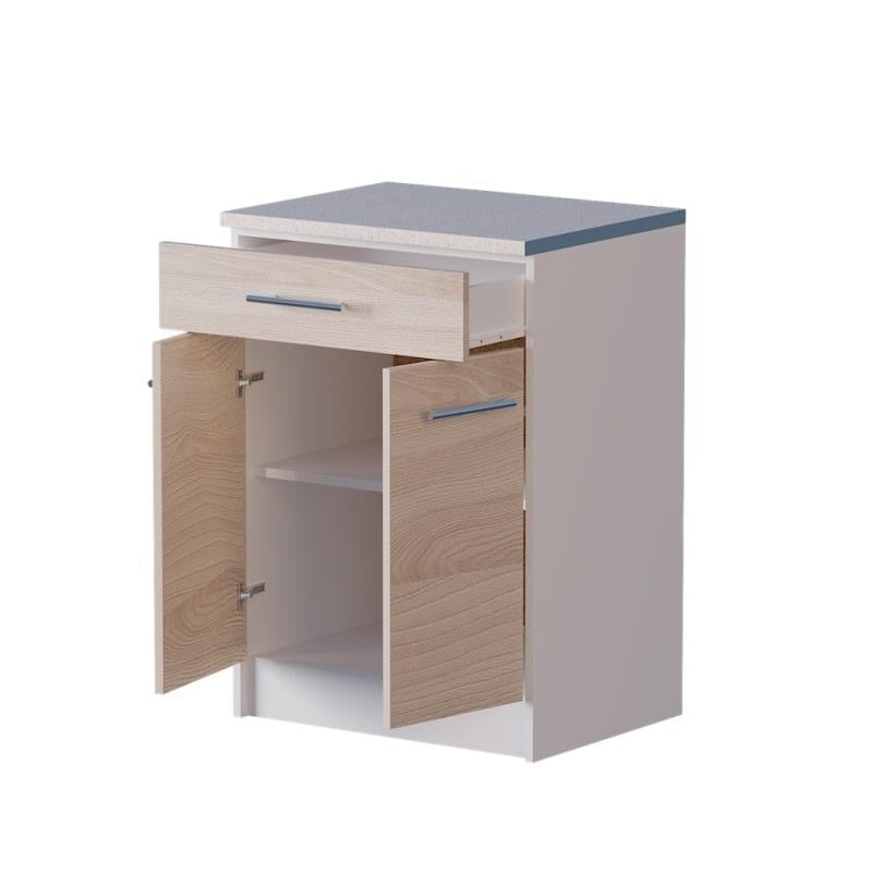 Модуль кухонний нижній з шухлядою Еверест Еко 600 зі стільницею 60х46х82 см Ясень шимо-світлий/Білий (DTM-2902) - фото 2 Модуль кухонний нижній з шухлядою Еверест Еко 600 зі стільницею 60х46х82 см Ясень шимо-світлий/Білий (DTM-2902) - фото 2