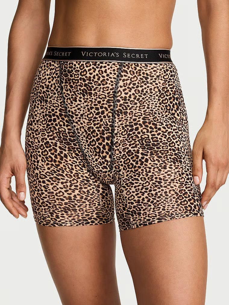 Трусики Victoria's Secret Cotton Logo Cotton High-Waist Boxer Brief Leopard M Леопард (27250214)