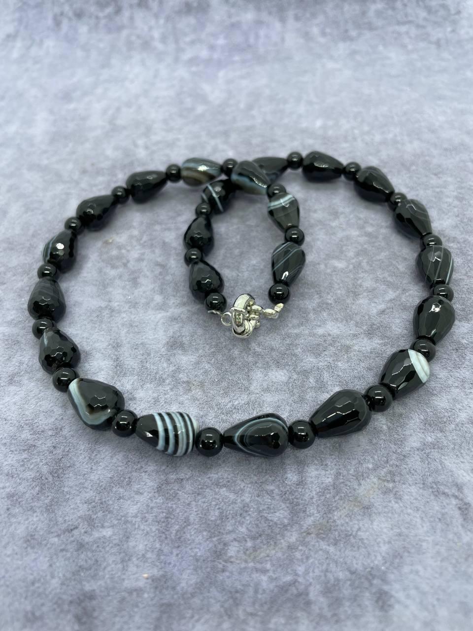 Бусы агат 45 см Черный (9823)