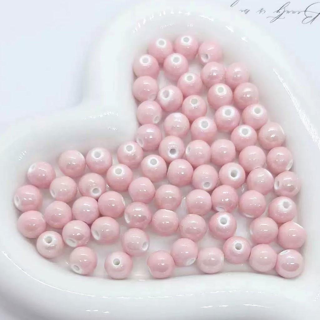 Бусины Шар керамические 10 мм 5 шт. Розовый светлый (КБ0010ш09)