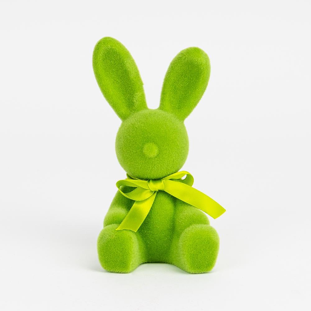 Фигурка флоковая Пасхальный кролик 15 см Зеленый