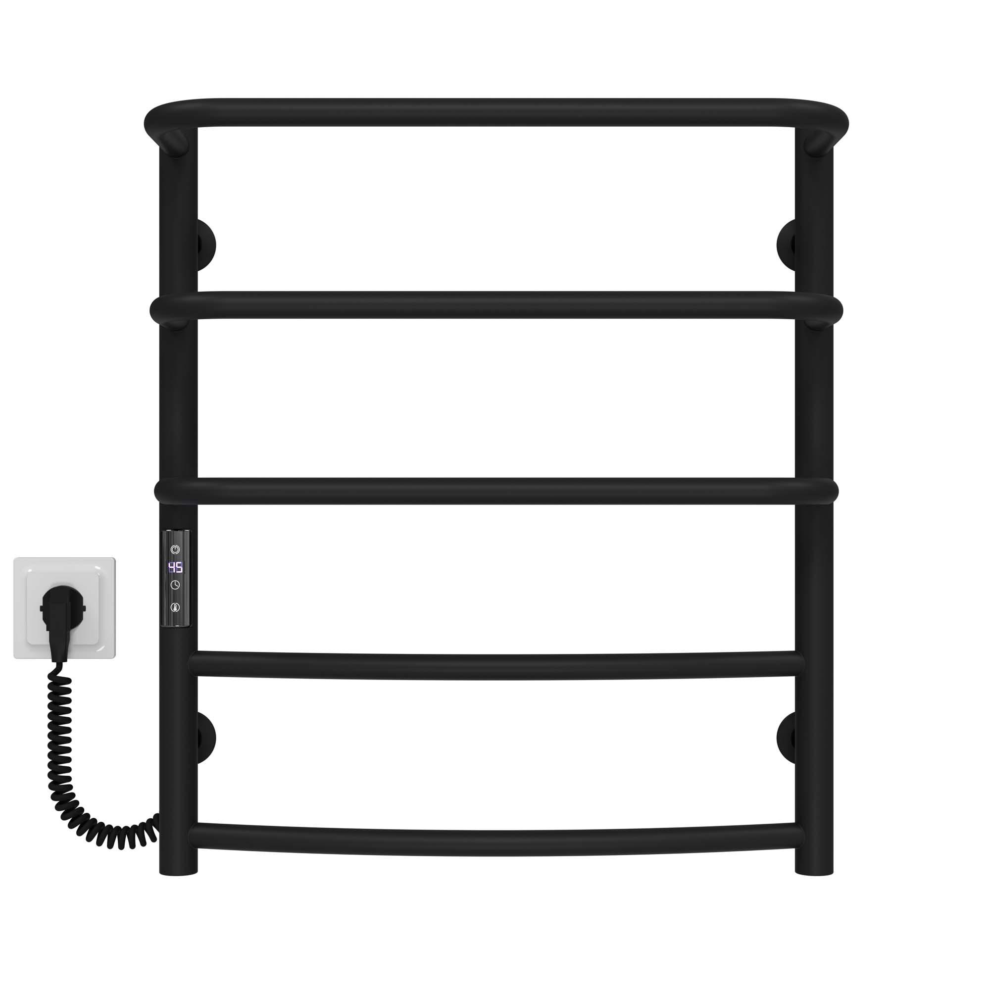 Полотенцесушитель электрический Deffi Каскад Дуга П5 JD03 левое подключение нержавеющая сталь 400х600 мм Черный (C.KD.60.40.5.E.B.L.1)