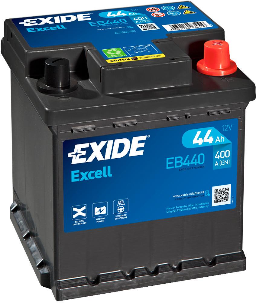 Акумулятор автомобільний EXIDE Excell EB440 EN 6СТ-44Ah АзЕ 400A (76207)