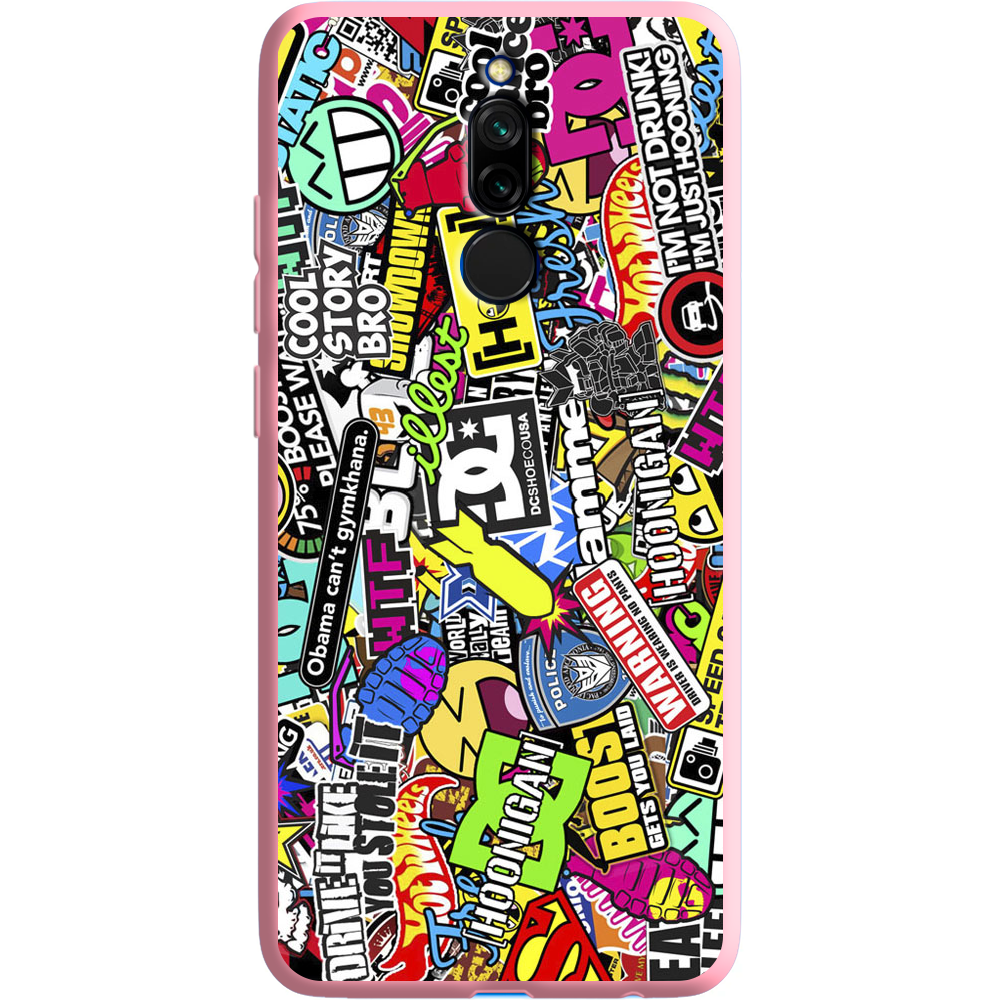 Чехол Boxface Xiaomi Redmi 8 Multicolored Inscriptions Розовый силикон (38411-up880-38676)