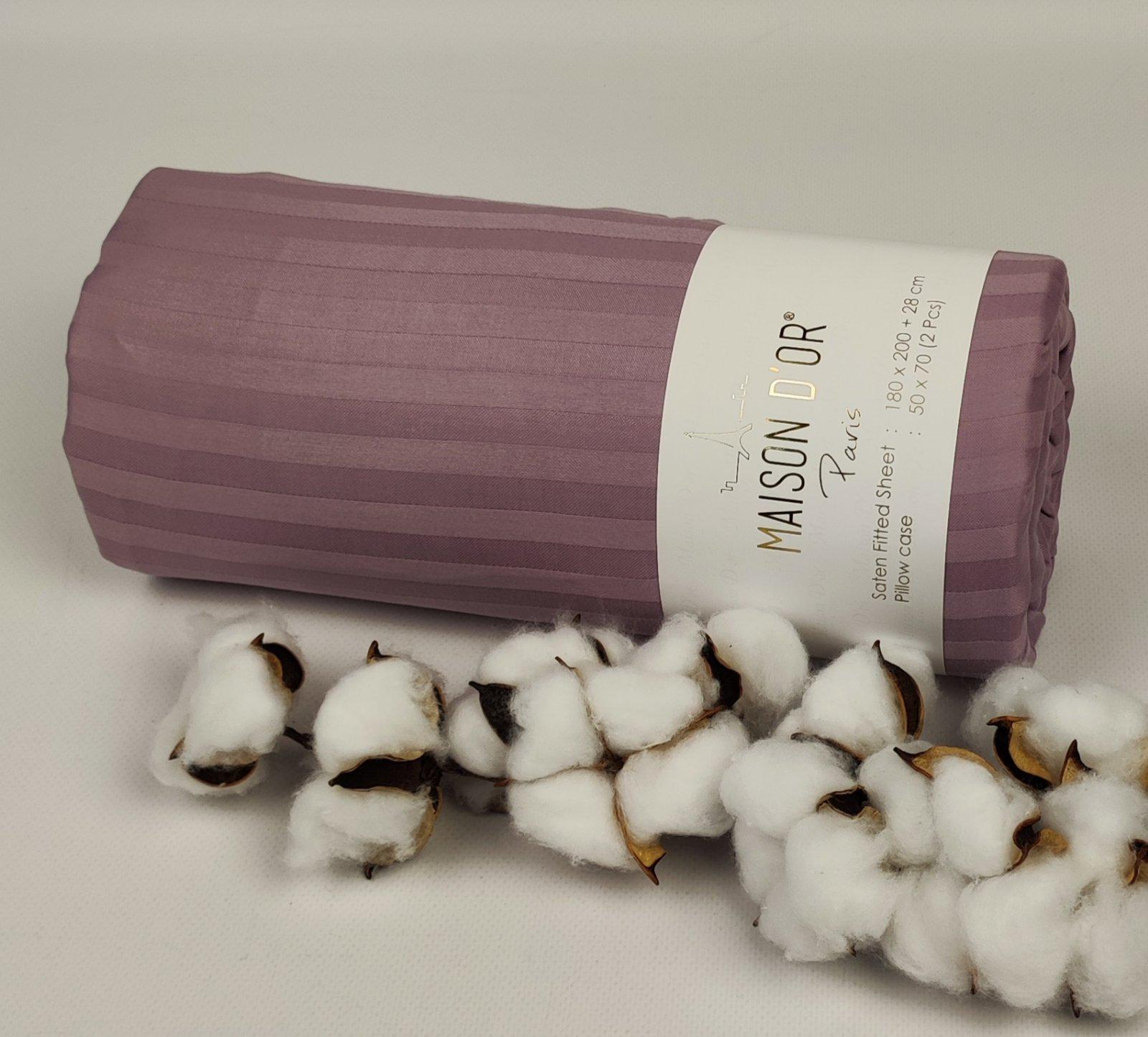 Простынь на резинке Maison D'or 180x200 см с наволочками страйп-сатин Murdum (CN23356)