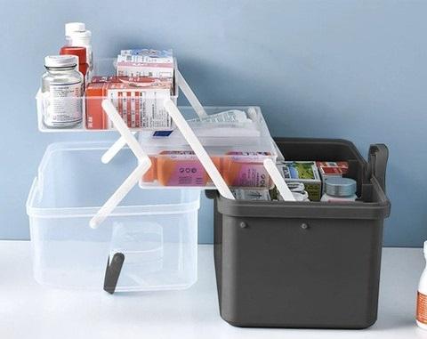 Аптечка-органайзер трехярусная для хранения медикаментов Серый/Прозрачный - фото 11 Аптечка-органайзер трехярусная для хранения медикаментов Серый/Прозрачный - фото 11