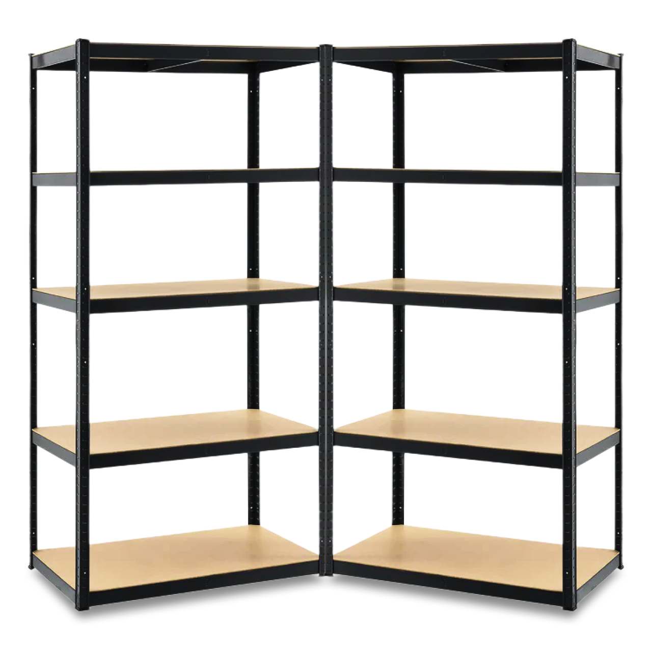 Стеллаж металлический 2 секции 10 полок МДФ до 175 кг на полку 180х180х40 см Черный (1573349473)