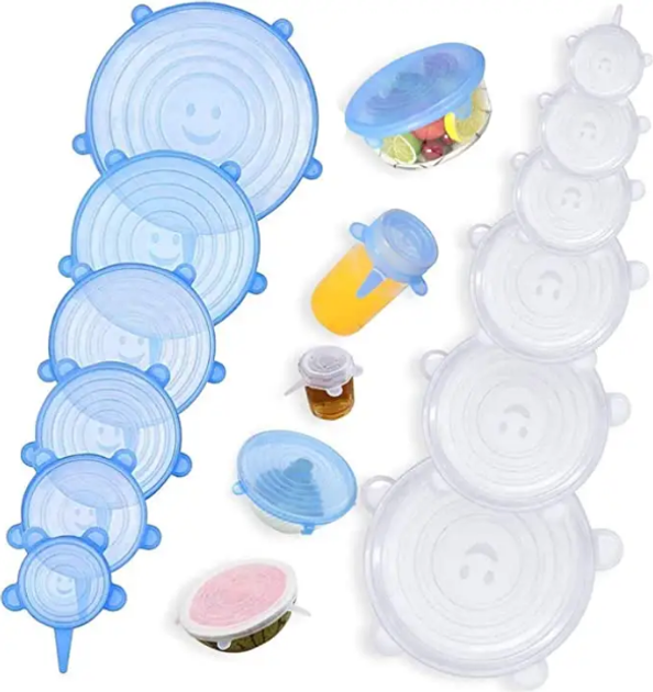 Набор универсальных круглых силиконовых крышек 6 шт. Синий - фото 5