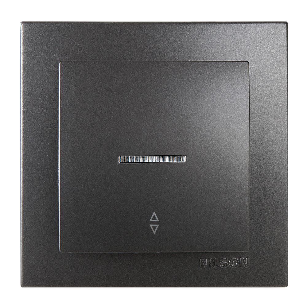 Выключатель Nilson Touran проходной с подсветкой Антрацит (24161008)