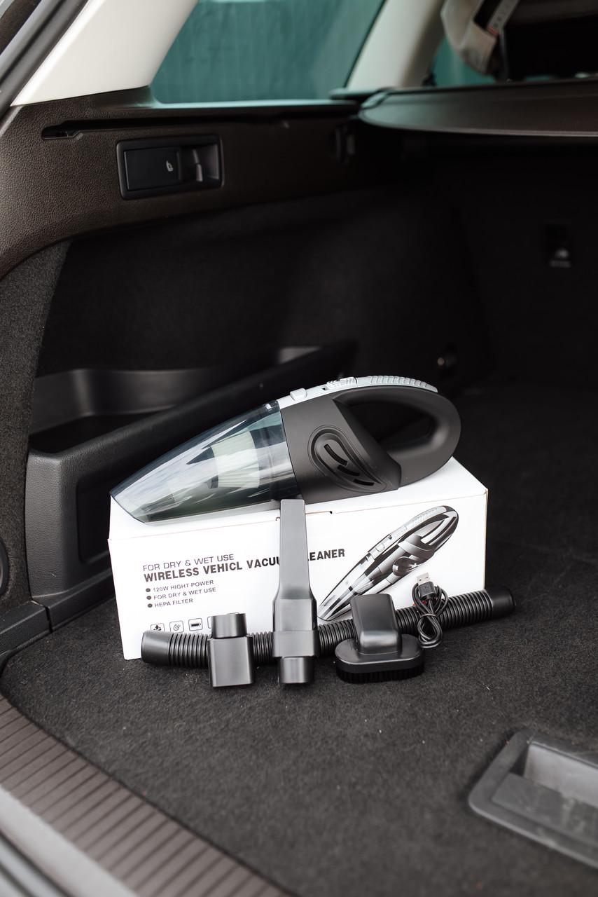 Автомобільний пилосос бездротовий Moltis M2 120W сухе/вологе прибирання USB зарядка Чорний (28112670) - фото 6