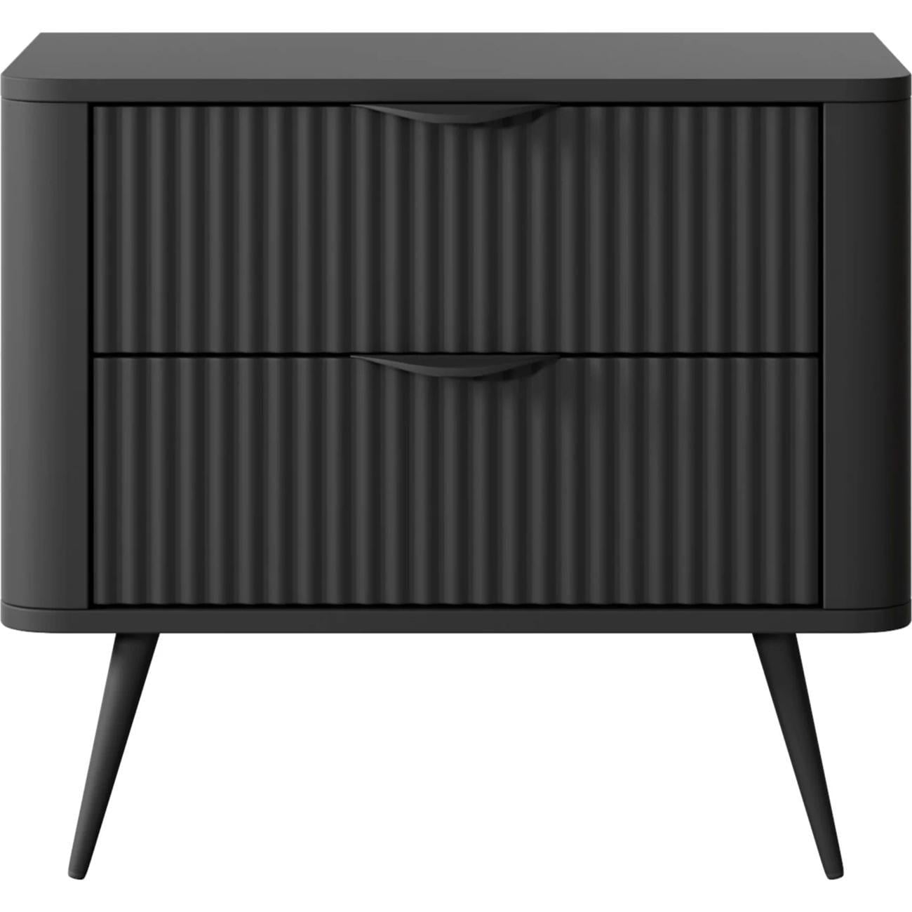 Тумбочка прикроватная Sofia 2 ящика Black ribbed (13706)