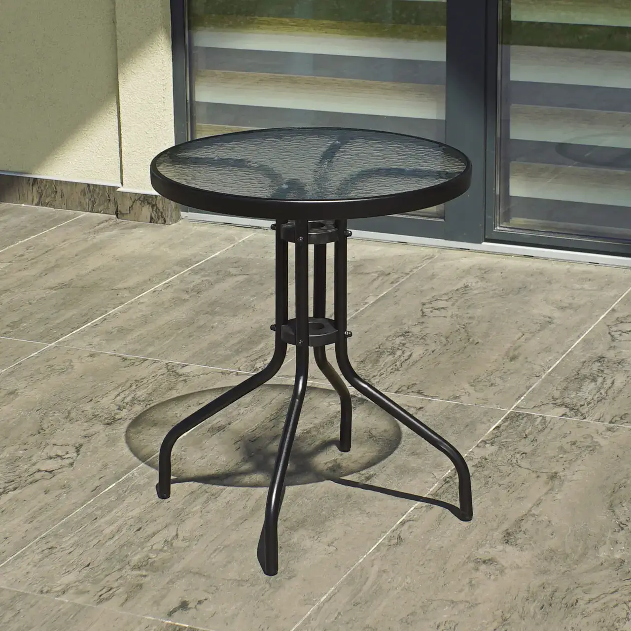 Стол садовый 4Points Arte круглый стеклянный 60 см Черный (DA-4P60RO) - фото 3