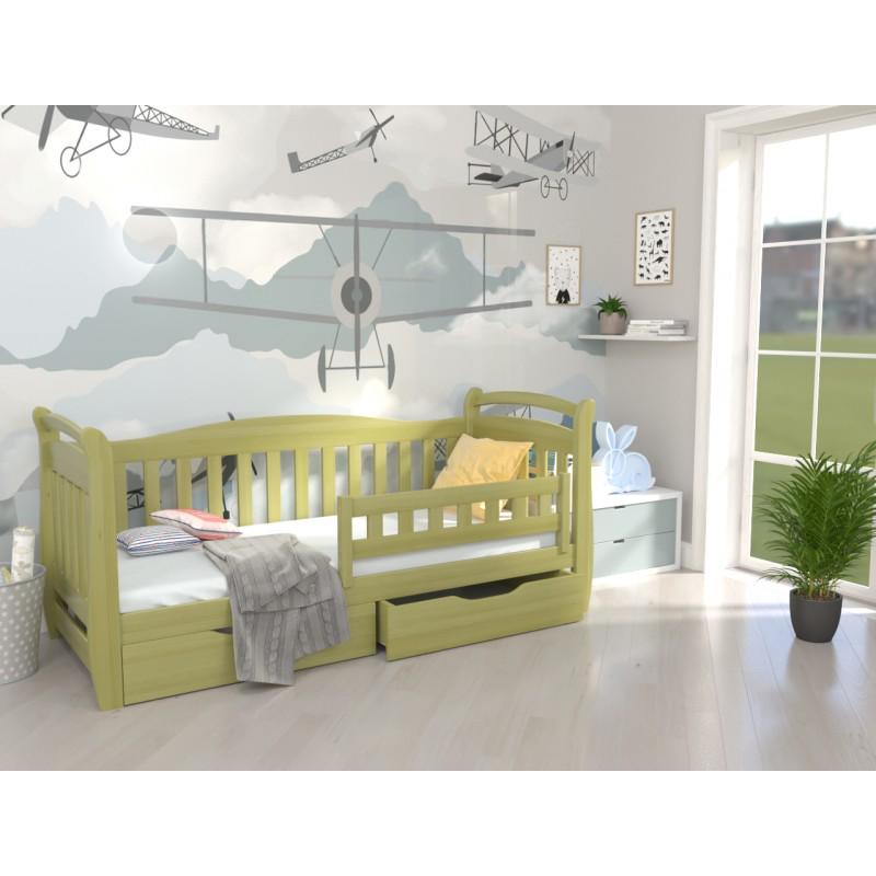 Кровать односпальная в детскую Luna mebli Доминик с бортиком/ящиками 90х190 см Хаки (43583)