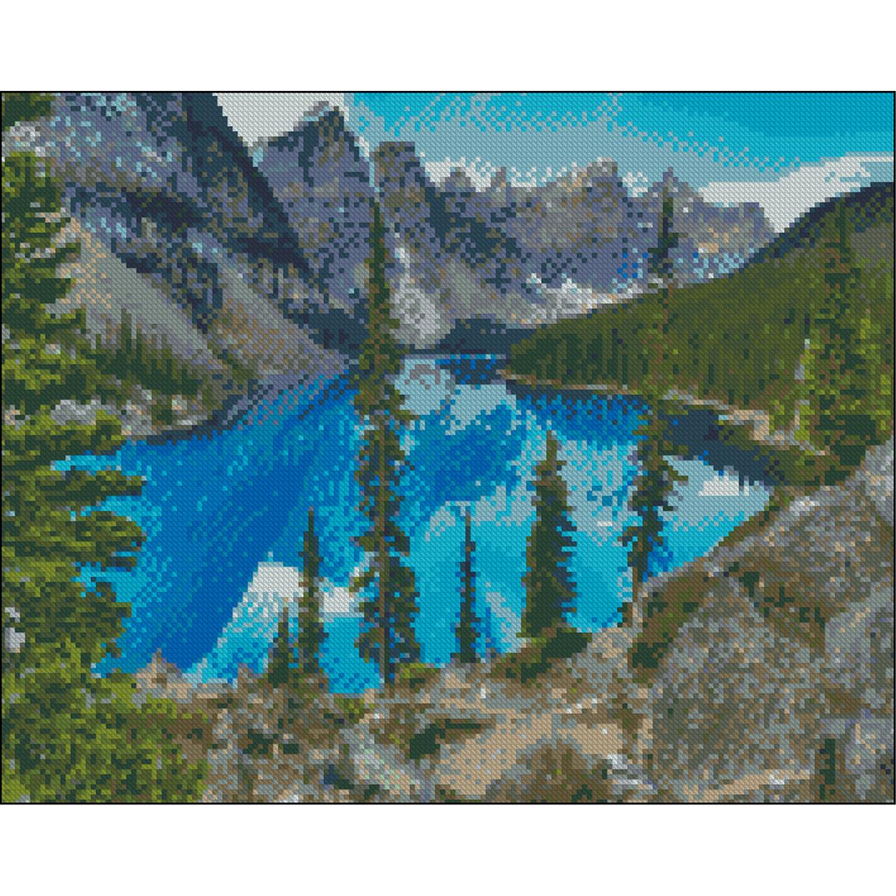 Алмазна мозаїка Strateg Гірське озеро без підрамника 40х50 см (ZAV4050-29)