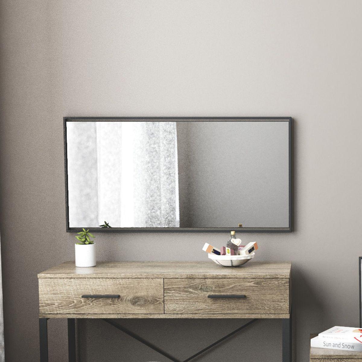 Дзеркало настінне AiH Ascet прямокутне у металевій рамі 100х49 см Чорний (AS01010000030)