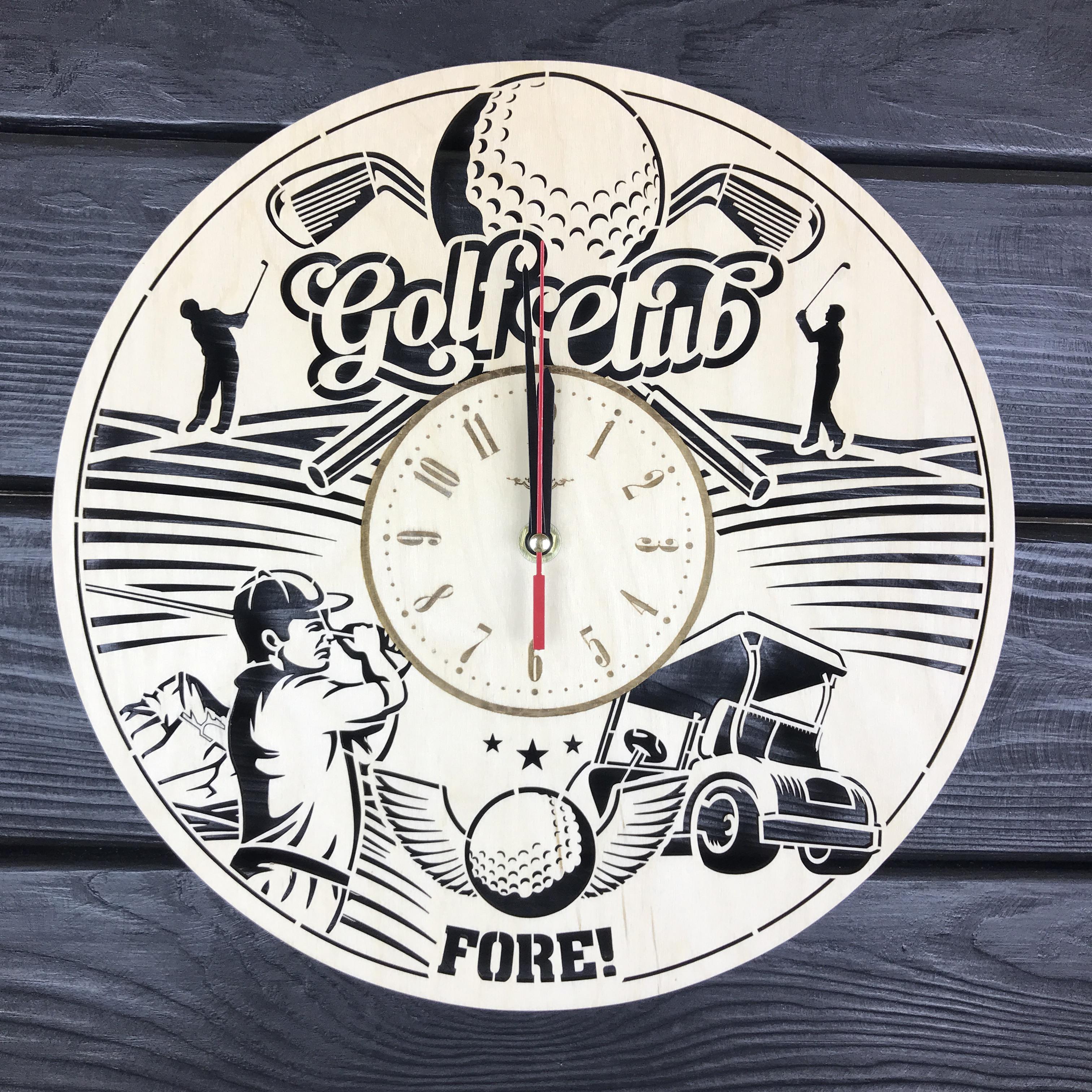 Часы из дерева настенные Гольф