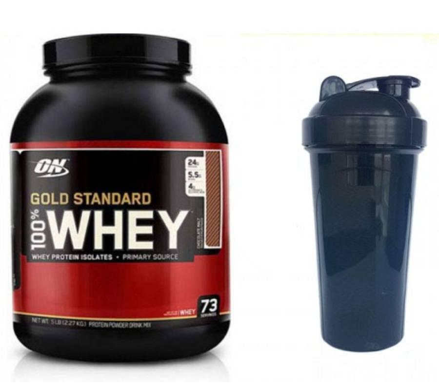 Cывороточный протеин Optimum nutrition 100% Whey Gold Standard 2273 гр Кофе + Шейкер