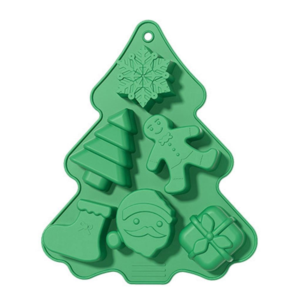 Форма для выпекания кексов Stenson Новогодняя на 6 отделений 22х18,5х2,5 см Зеленый (MH-5249)