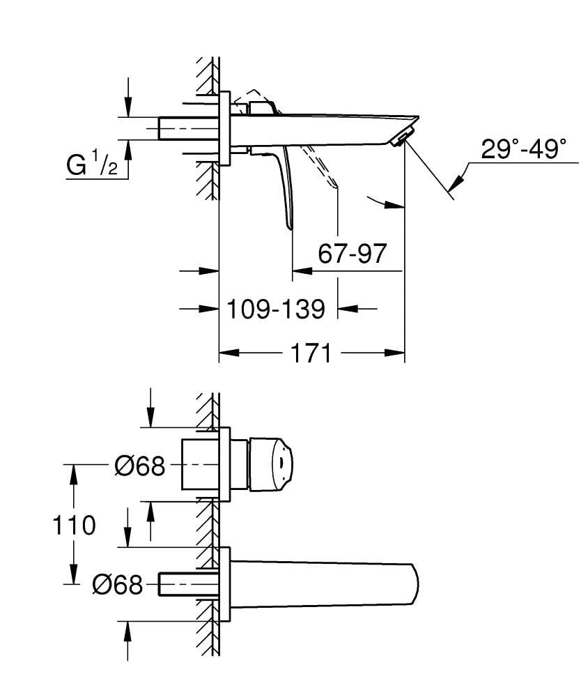 Смеситель для умывальника Grohe Eurosmart M-Size наружная часть Хром (29337003) - фото 4