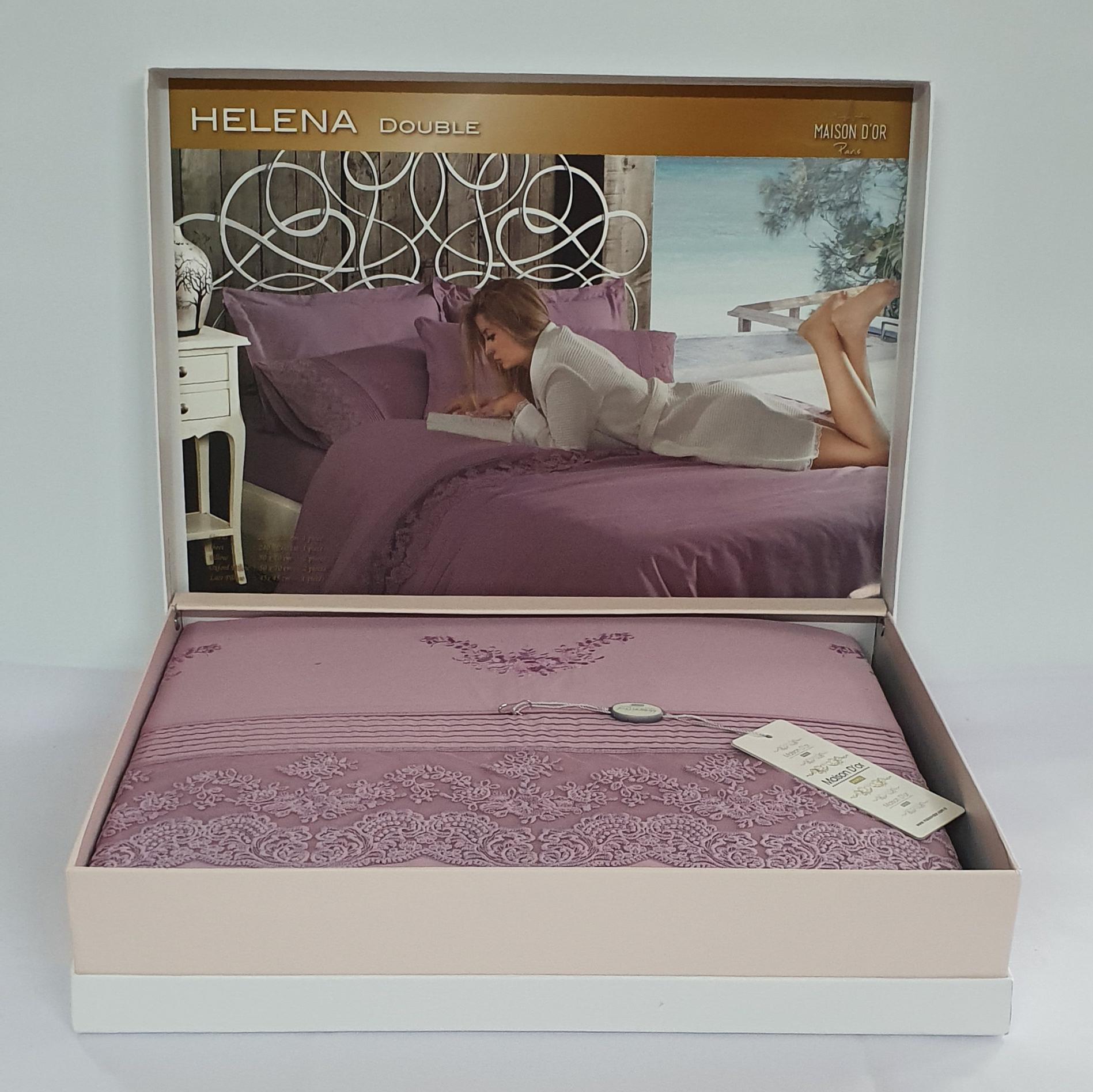 Комплект постельного белья Maison D'or с кружевом 200х220 Helena Dark Lilac (02MD200220SHelena07)