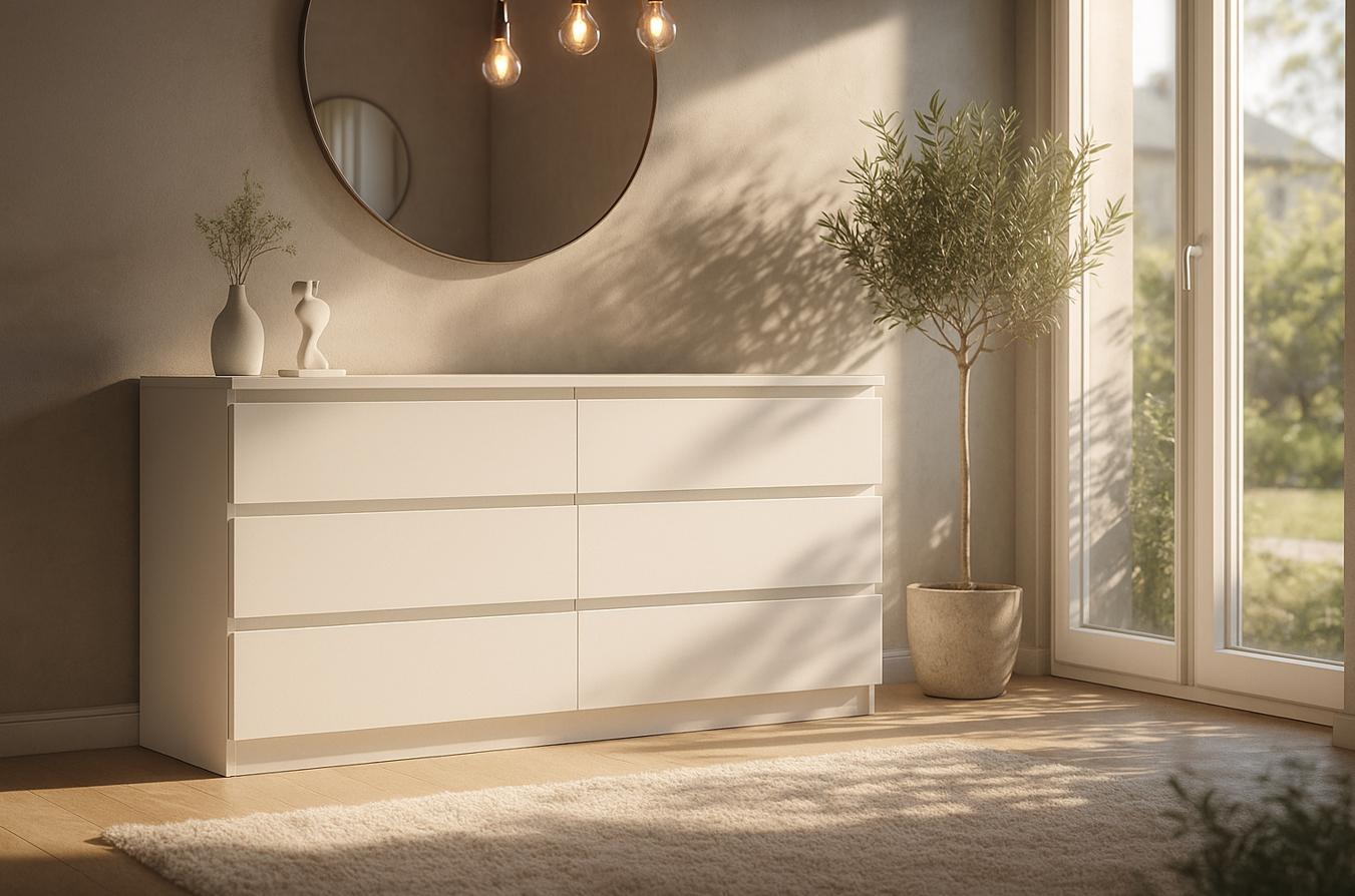 Комод для ТВ Мастер Форм Брайт ДСП на 6 ящиков 1500х376х730 мм Белый (20071)