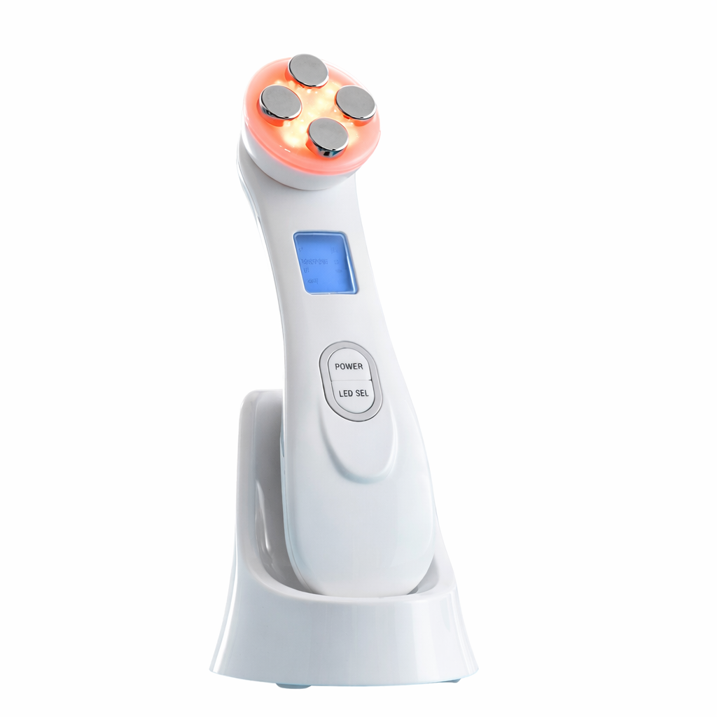 Массажер для лица микротоковый ультразвуковый с функцией EMS RF и LED с эффектом лифтинга и омоложения кожи 5в1