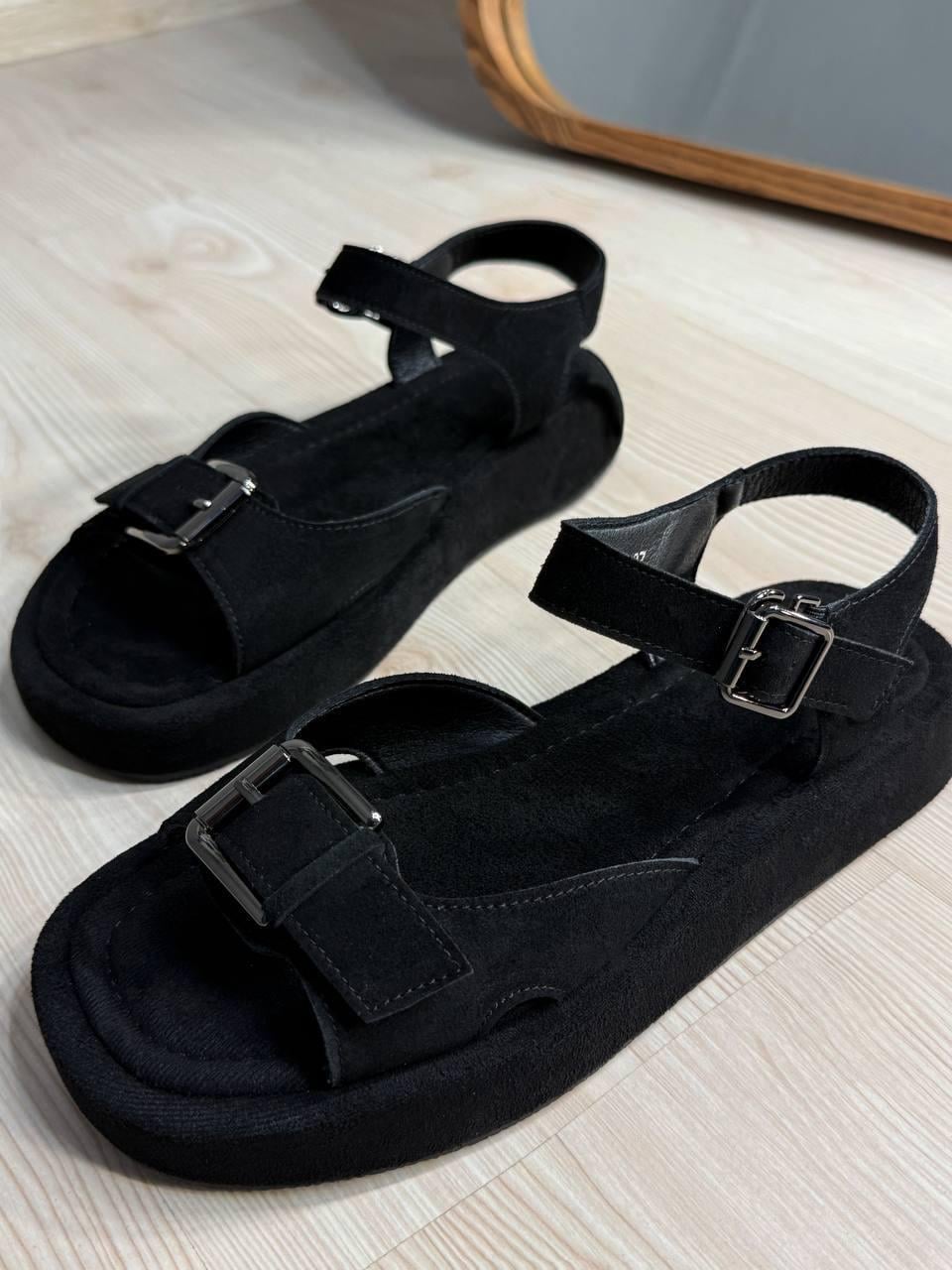 Сандали женские Meideli 869-13 замшевые на платформе с пряжкой р. 40 Черный (7186)